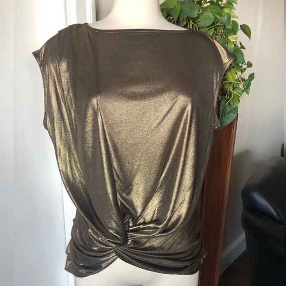 Halston Heritage Retro style Knot Top in Shimmer foil knit - Picture 1 of 7